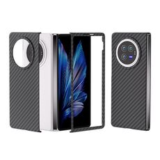Per vivo X Fold3 Custodia protettiva per telefono con decalcomania all-inclusive in fibra di carbonio (nera)