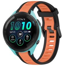 Per cinturino in silicone strutturato bicolore Garmin Forerunner 265 da 22 mm (arancione + nero)
