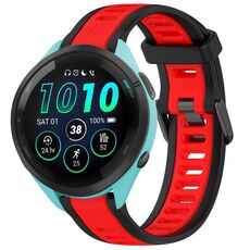 Per cinturino in silicone strutturato bicolore Garmin Forerunner 265 da 22 mm (rosso + nero)