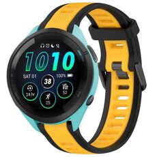 Per cinturino in silicone strutturato bicolore Garmin Forerunner 265 da 22 mm (giallo + nero)