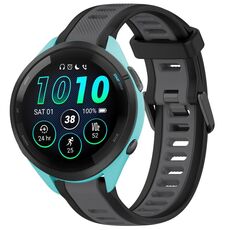 Per cinturino in silicone strutturato bicolore Garmin Forerunner 265 da 22 mm (grigio + nero)