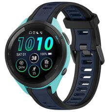 Per cinturino in silicone strutturato bicolore Garmin Forerunner 265 da 22 mm (blu notte + nero)