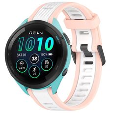 Per cinturino in silicone strutturato bicolore Garmin Forerunner 265 da 22 mm (bianco + rosa)