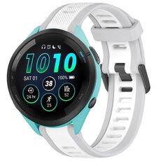 Per cinturino in silicone strutturato bicolore Garmin Forerunner 265 da 22 mm (bianco + grigio)