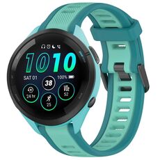 Per cinturino per orologio in silicone strutturato bicolore Garmin Forerunner 265 da 22 mm (verde acqua)