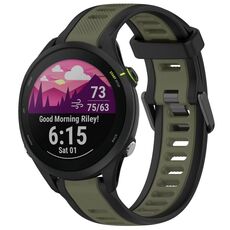 Per cinturino in silicone strutturato bicolore Garmin Forerunner 255 Music da 22 mm (verde + nero)