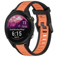 Per cinturino in silicone strutturato bicolore Garmin Forerunner 255 Music da 22 mm (arancione + nero)
