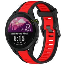 Per cinturino in silicone strutturato bicolore Garmin Forerunner 255 Music da 22 mm (rosso + nero)