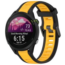 Per Garmin Forerunner 255 Music 22mm cinturino in silicone strutturato bicolore (giallo + nero)