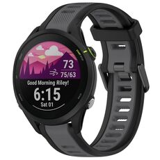 Per cinturino in silicone strutturato bicolore Garmin Forerunner 255 Music da 22 mm (grigio + nero)