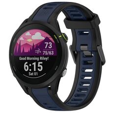 Per Garmin Forerunner 255 Music 22mm cinturino in silicone strutturato a due colori (blu notte + nero)