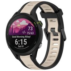 Per cinturino in silicone strutturato bicolore Garmin Forerunner 255 Music da 22 mm (Starlight + nero)