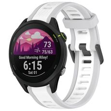 Per cinturino in silicone strutturato bicolore Garmin Forerunner 255 Music da 22 mm (bianco + grigio)