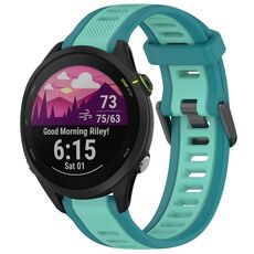 Cinturino per orologio in silicone strutturato bicolore da 22 mm per Garmin Forerunner 255 Music (verde acqua)
