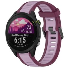 Per cinturino per orologio in silicone strutturato bicolore da 22 mm Garmin Forerunner 255 Music (viola)