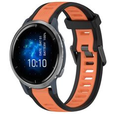 Per cinturino in silicone strutturato bicolore Garmin Venu 2 da 22 mm (arancione + nero)