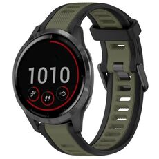Per cinturino in silicone strutturato bicolore Garmin Vivoactive 4 22mm (verde + nero)