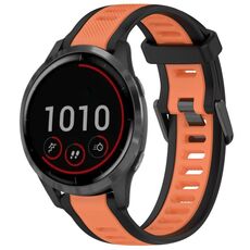 Per cinturino in silicone strutturato bicolore Garmin Vivoactive 4 22mm (arancione + nero)