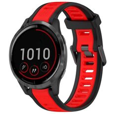 Per cinturino in silicone strutturato bicolore Garmin Vivoactive 4 22mm (rosso + nero)