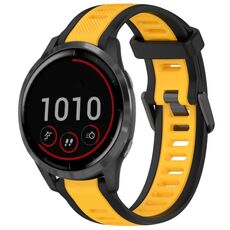 Per cinturino in silicone strutturato bicolore Garmin Vivoactive 4 22mm (giallo + nero)