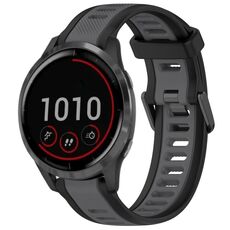 Per cinturino in silicone strutturato bicolore Garmin Vivoactive 4 22mm (grigio + nero)