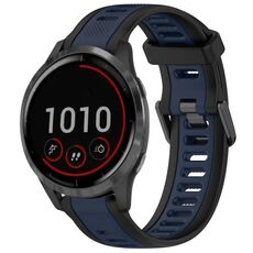 Per cinturino in silicone strutturato bicolore Garmin Vivoactive 4 22mm (blu notte + nero)