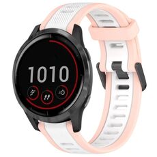 Per cinturino in silicone strutturato bicolore Garmin Vivoactive 4 22mm (bianco + rosa)
