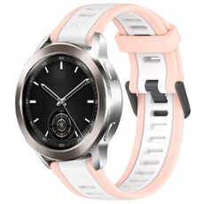 Per Xiaomi Watch S3 22mm cinturino in silicone strutturato bicolore (bianco + rosa)