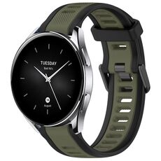 Per Xiaomi Watch S2 cinturino in silicone strutturato bicolore da 22 mm (verde + nero)