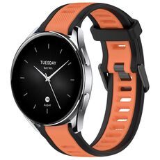 Per Xiaomi Watch S2 cinturino in silicone strutturato bicolore da 22 mm (arancione + nero)