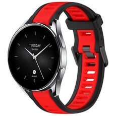 Per Xiaomi Watch S2 cinturino in silicone strutturato bicolore da 22 mm (rosso + nero)
