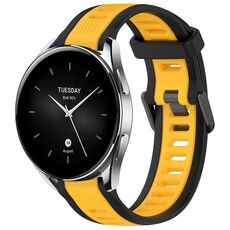 Per Xiaomi Watch S2 cinturino in silicone strutturato bicolore da 22 mm (giallo + nero)