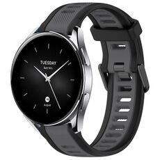 Per Xiaomi Watch S2 cinturino in silicone strutturato bicolore da 22 mm (grigio + nero)