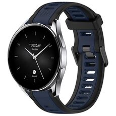 Per Xiaomi Watch S2 cinturino in silicone strutturato bicolore da 22 mm (blu notte + nero)
