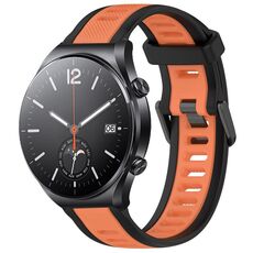Per Xiaomi MI Watch S1 22mm cinturino in silicone strutturato bicolore (arancione + nero)