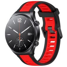 Per Xiaomi MI Watch S1 22mm cinturino in silicone strutturato bicolore (rosso + nero)