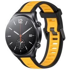 Per Xiaomi MI Watch S1 22mm cinturino in silicone strutturato bicolore (giallo + nero)