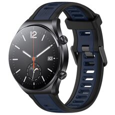 Per Xiaomi MI Watch S1 22mm cinturino in silicone strutturato bicolore (blu notte + nero)