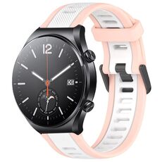 Per Xiaomi MI Watch S1 22mm cinturino in silicone strutturato bicolore (bianco + rosa)