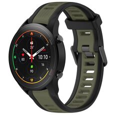 Per Xiaomi MI Watch S1 Pro 22mm cinturino in silicone strutturato bicolore (verde + nero)