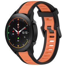 Per Xiaomi MI Watch S1 Pro 22mm cinturino in silicone strutturato a due colori (arancione + nero)