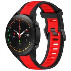 Per Xiaomi MI Watch S1 Pro 22mm cinturino in silicone strutturato bicolore (rosso + nero)
