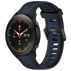 Per Xiaomi MI Watch S1 Pro 22mm cinturino in silicone strutturato a due colori (blu notte + nero)