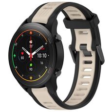 Per Xiaomi MI Watch S1 Pro 22mm cinturino in silicone strutturato bicolore (Starlight + nero)