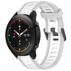 Per Xiaomi MI Watch S1 Pro 22mm cinturino in silicone strutturato bicolore (bianco + grigio)
