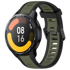Per Xiaomi Watch S1 Active 22mm cinturino in silicone strutturato bicolore (verde + nero)