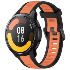 Per Xiaomi Watch S1 Active 22mm cinturino in silicone strutturato bicolore (arancione + nero)