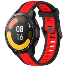 Per Xiaomi Watch S1 Active 22mm cinturino in silicone strutturato bicolore (rosso + nero)