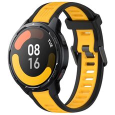 Per Xiaomi Watch S1 Active 22mm cinturino in silicone strutturato bicolore (giallo + nero)
