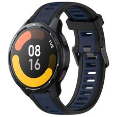 Per Xiaomi Watch S1 Active 22mm cinturino in silicone strutturato bicolore (blu notte + nero)